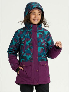 Ripzone Wallaby Girls Ski Snow Jacket Camo Hooded Sherpa Lined Coat Girls L